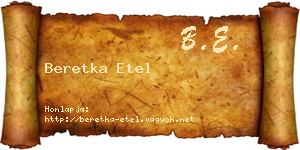 Beretka Etel névjegykártya